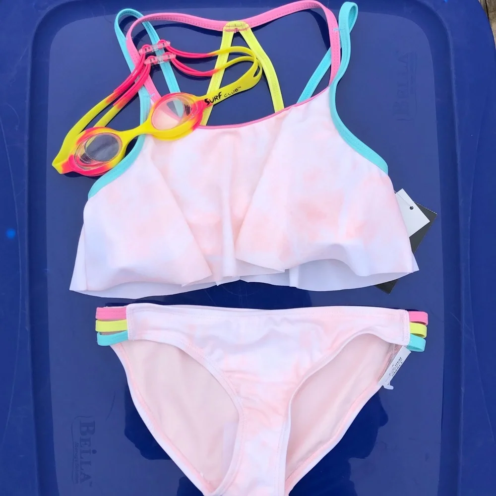 - Ideology S Girls Pink Tie Dye Flounce Bikini! NEW!